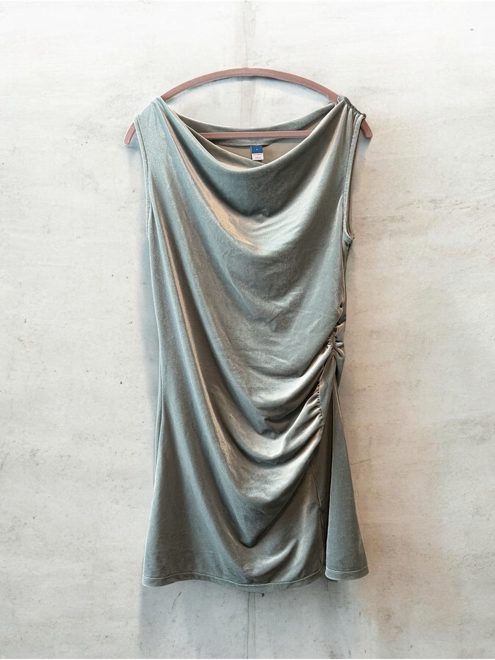 Old Navy Sage Green Draped Cowl Mini Dress